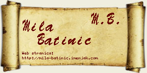 Mila Batinić vizit kartica